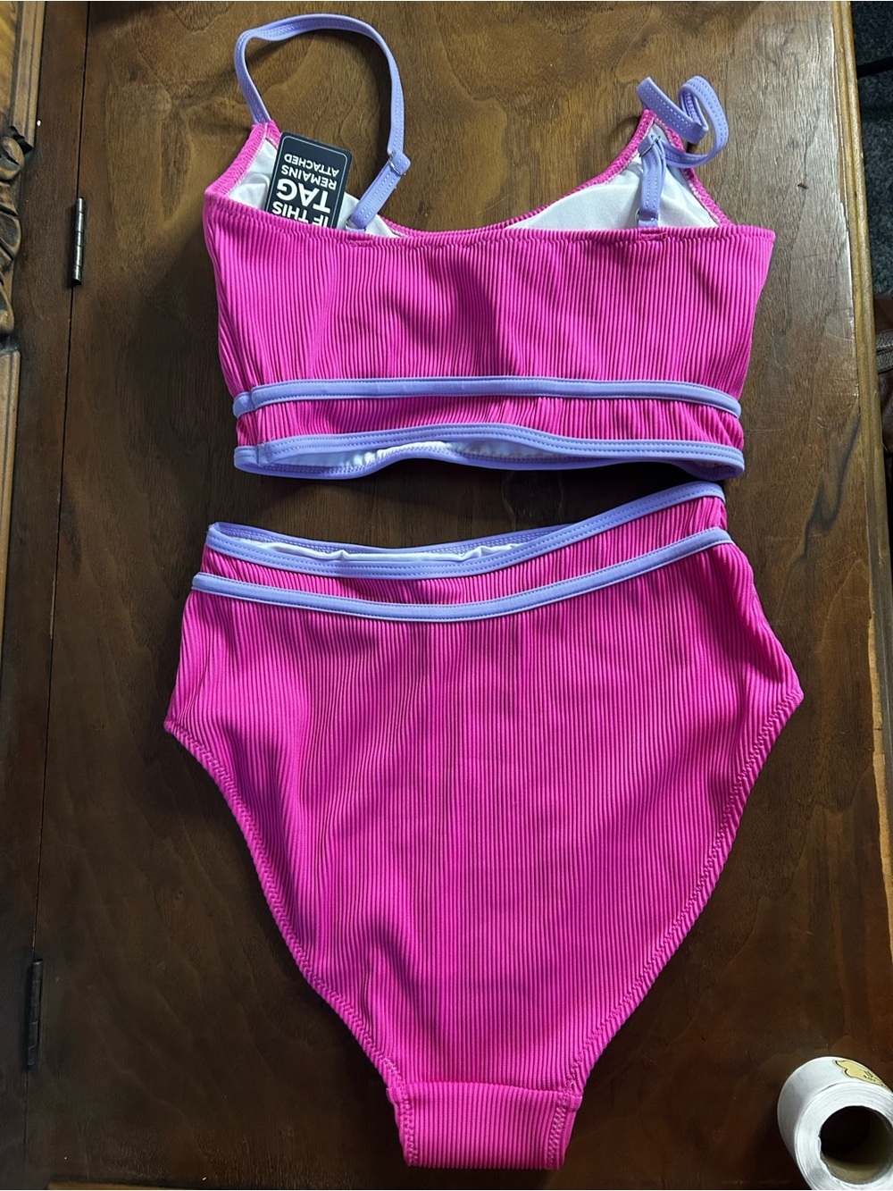 NWT BMJL Women's High Waisted Bikini Ribbed Two Piece Swimsuit, Size S - Picture 4 of 5